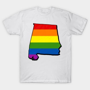 Rainbow Alabama Outline T-Shirt